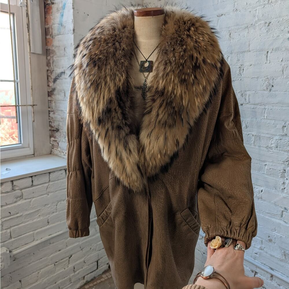 Vintage Afghan Penny Lane Fur Leather Suede Modern Furry Jacket Coat 70s 80s - Picture 6 of 13